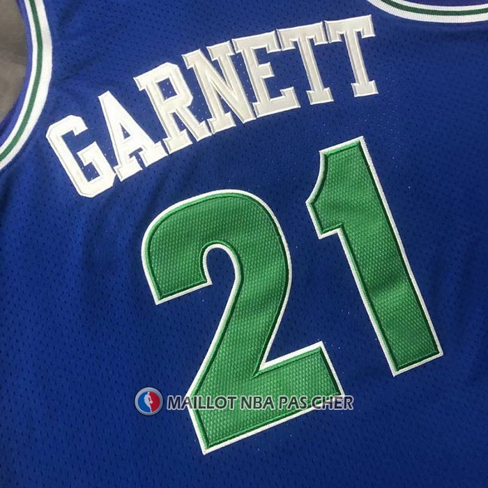 Maillot Minnesota Timberwolves Kevin Garnett NO 21 Hardwood Classics Throwback Bleu